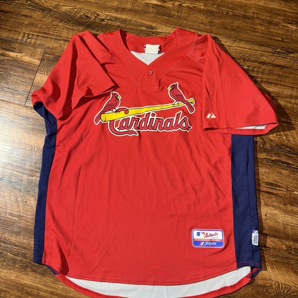 Majestic Red St. Louis Cardinals Short Sleeve Pullover Jersey Shirt‎ Men's XL
